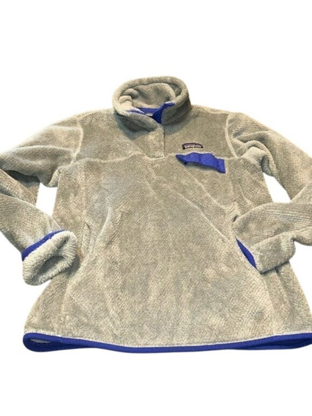 Patagonia Womens Gray Blue Snap T Fleece Pullover Medium Warm Cozy